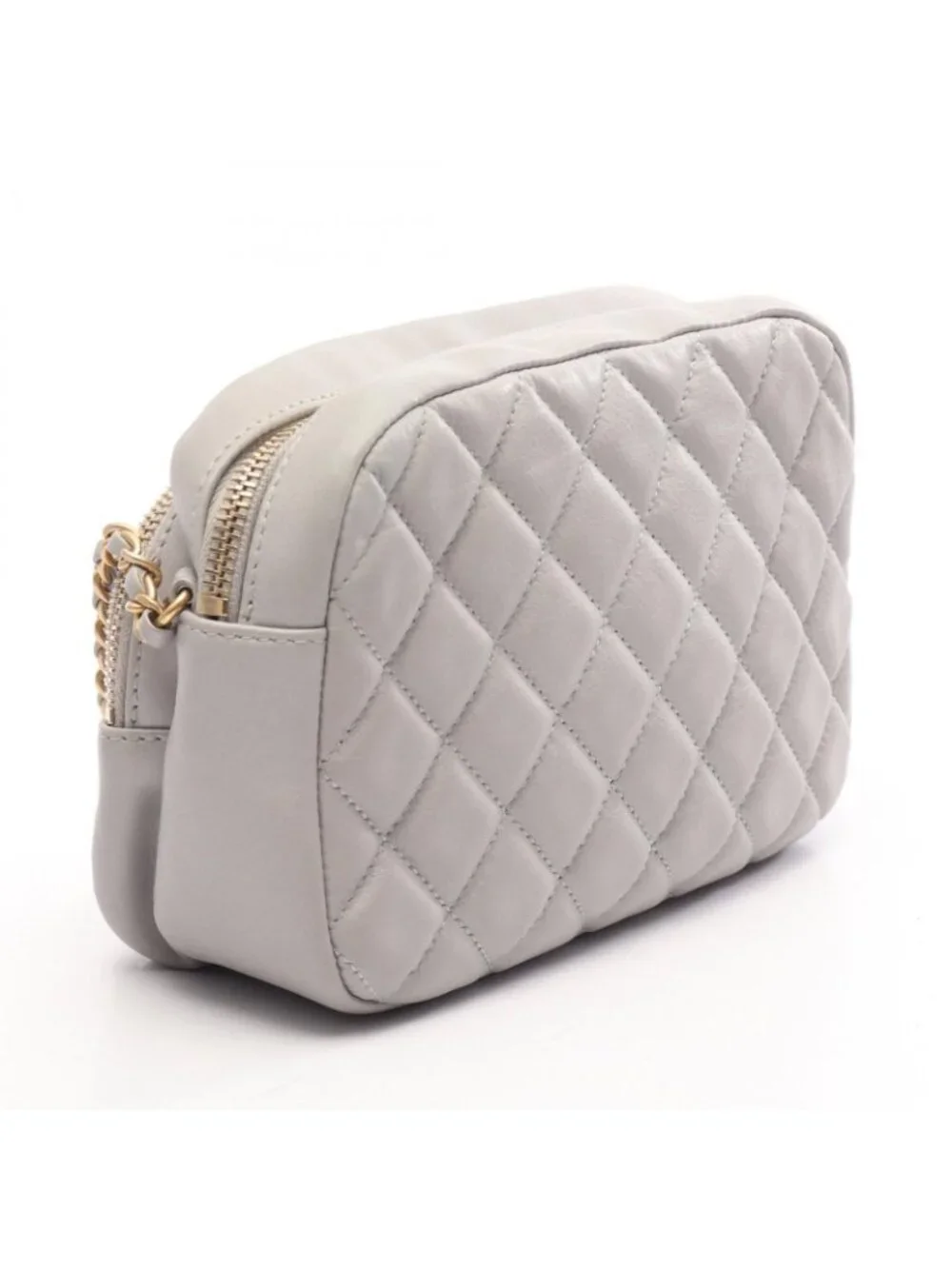 Chanel Shoulder Bag Quilted Gray Leather